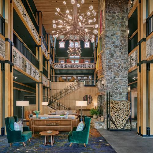 The newly renovated Jordan Hotel lobby at Sunday River.