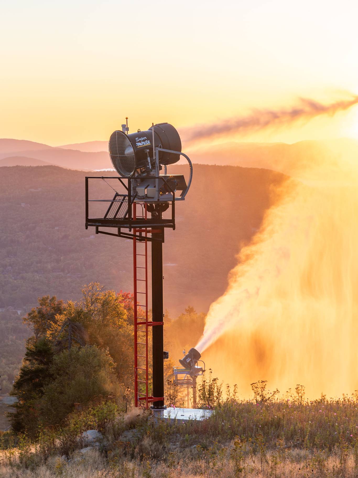 Fan guns at Sunday River during the annual snowmaking test in the fall.