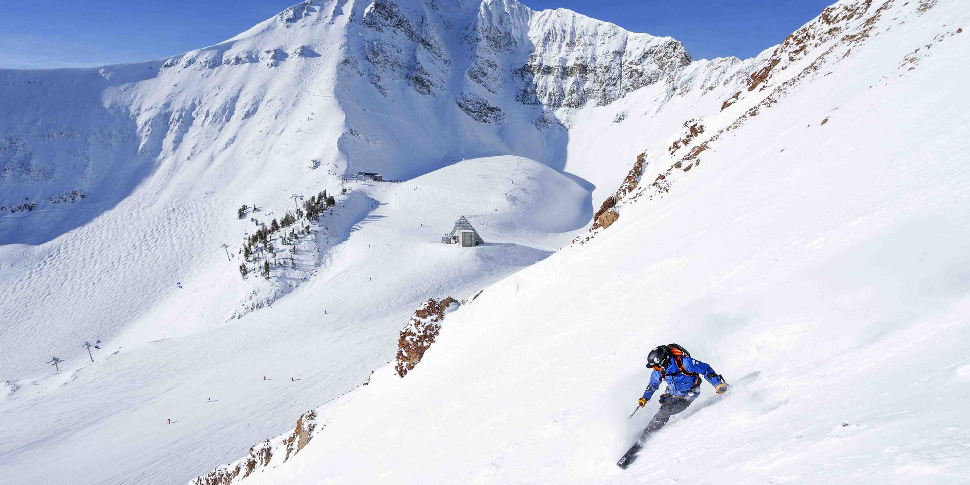 Skier skiing at Big Sky, MT.