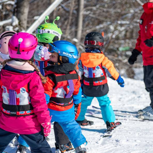 Kids taking a group lesson at Sunday River.