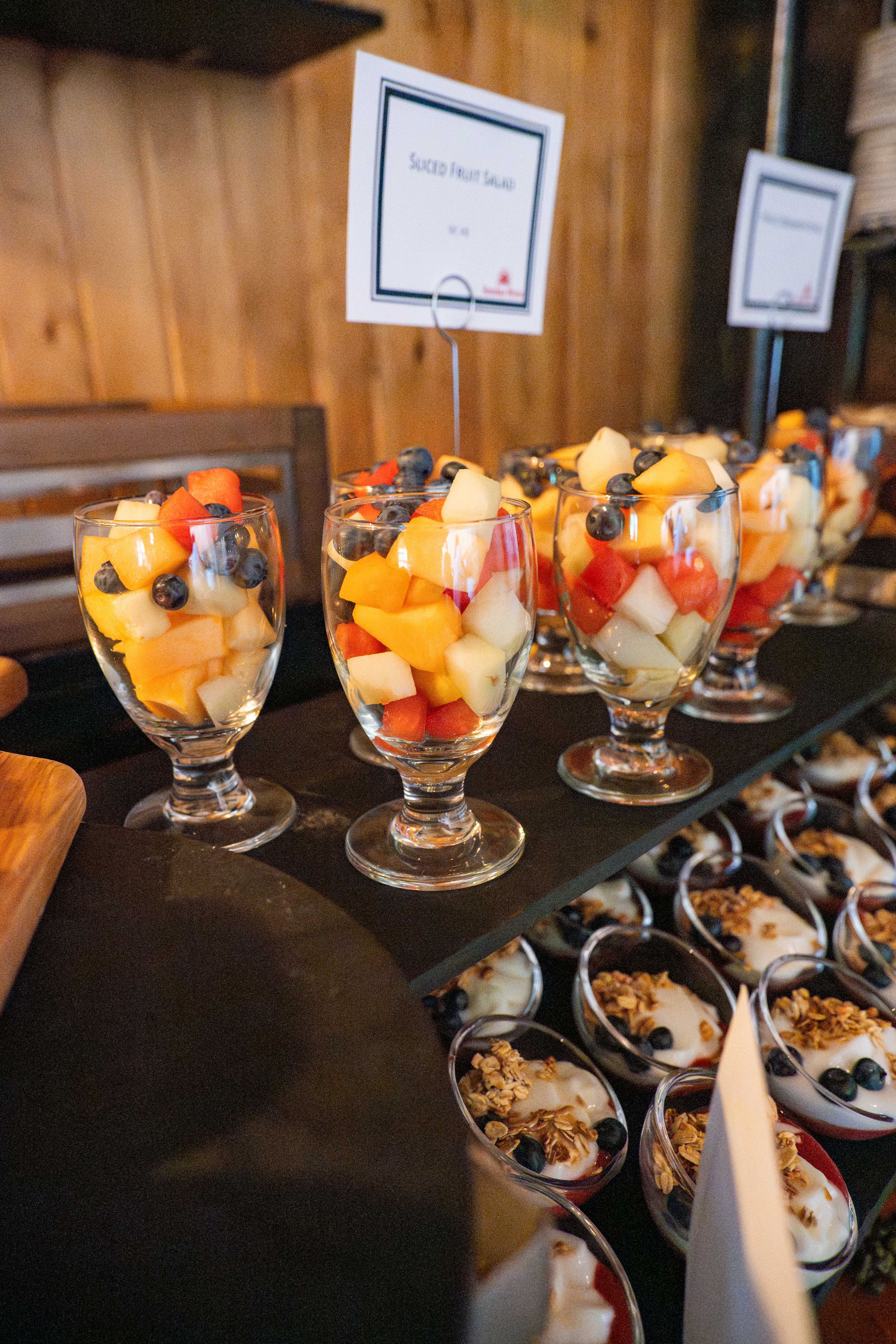 Assorted fruit at a buffet at Sunday River.