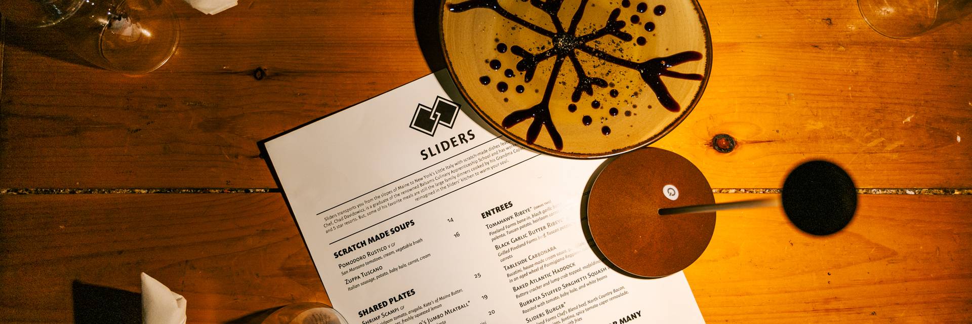 Sliders menu on a table at Sunday River.