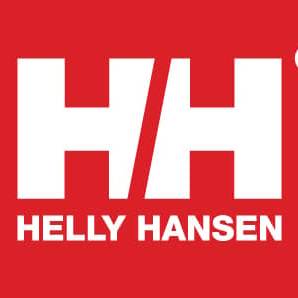 Helly Hansen logo with red and white.