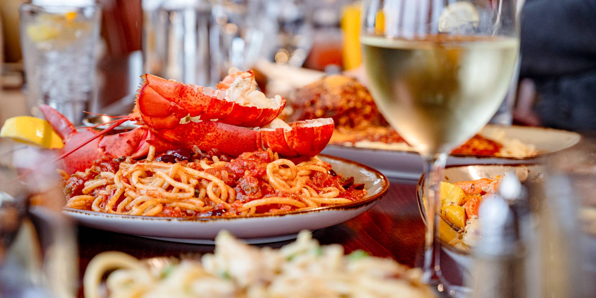 Lobster on some pasta at Sunday River's sliders.