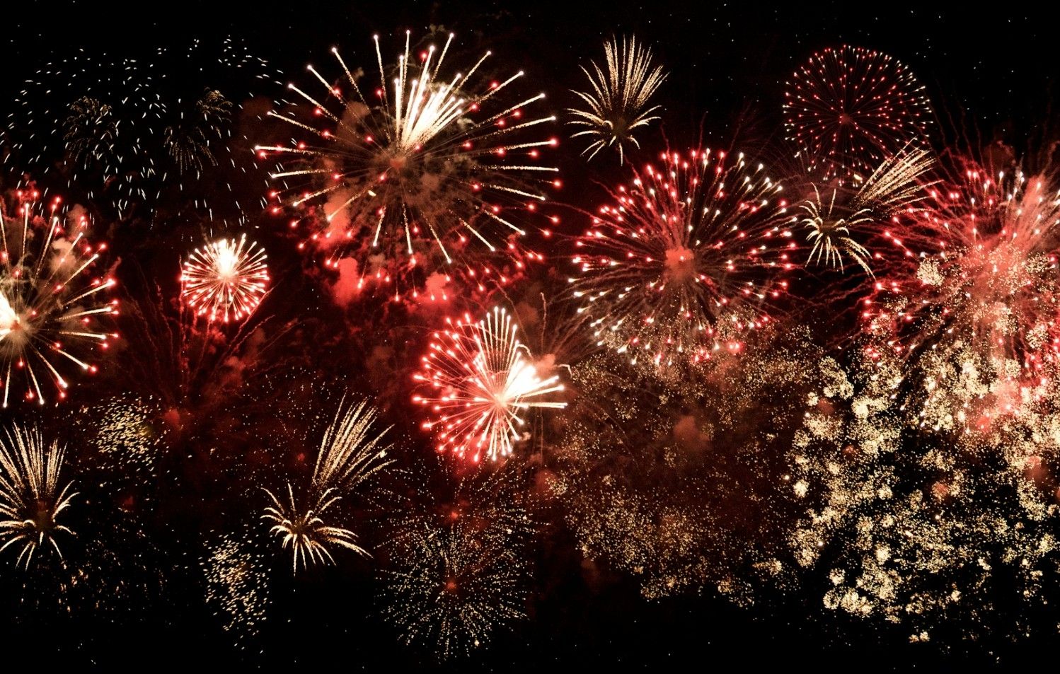 Fireworks in the night sky.