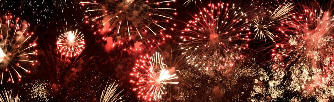 Fireworks in the night sky.