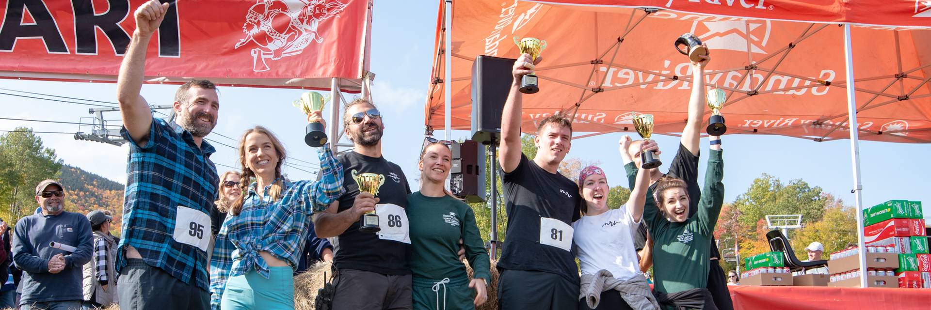The winners of the North American Wife Carrying Championship