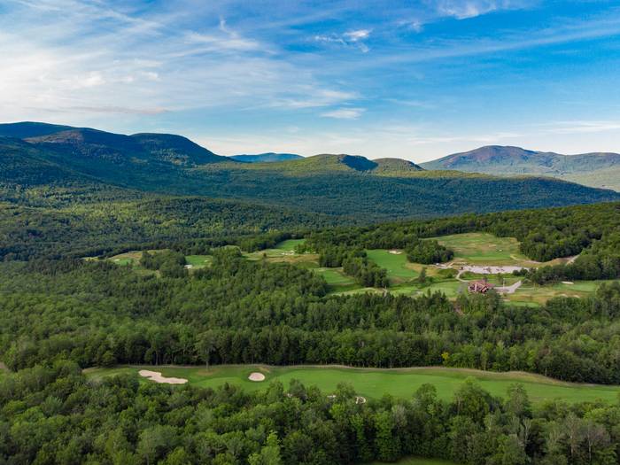 A scenic view of Sunday River Golf Club.