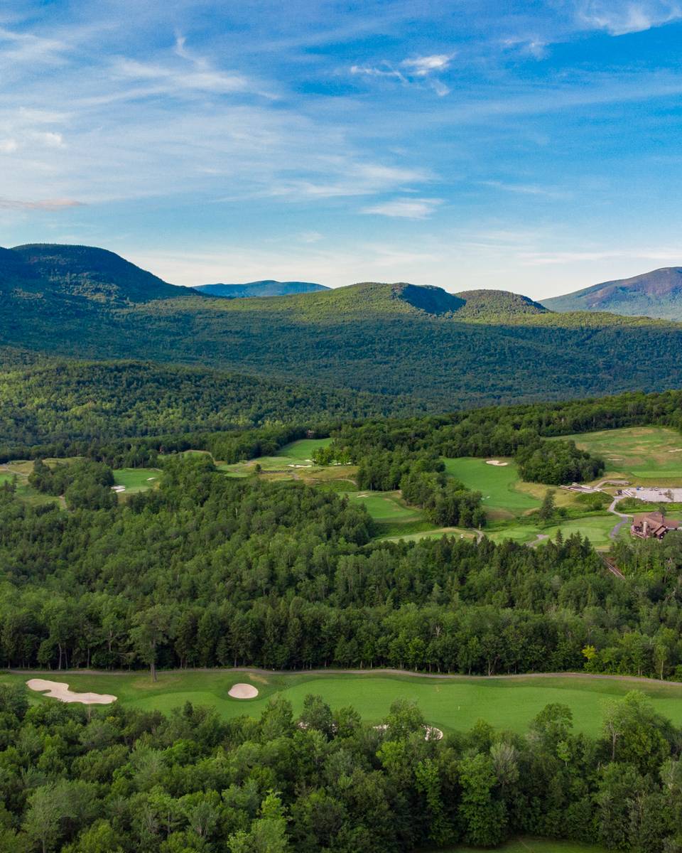 A scenic view of Sunday River Golf Club.