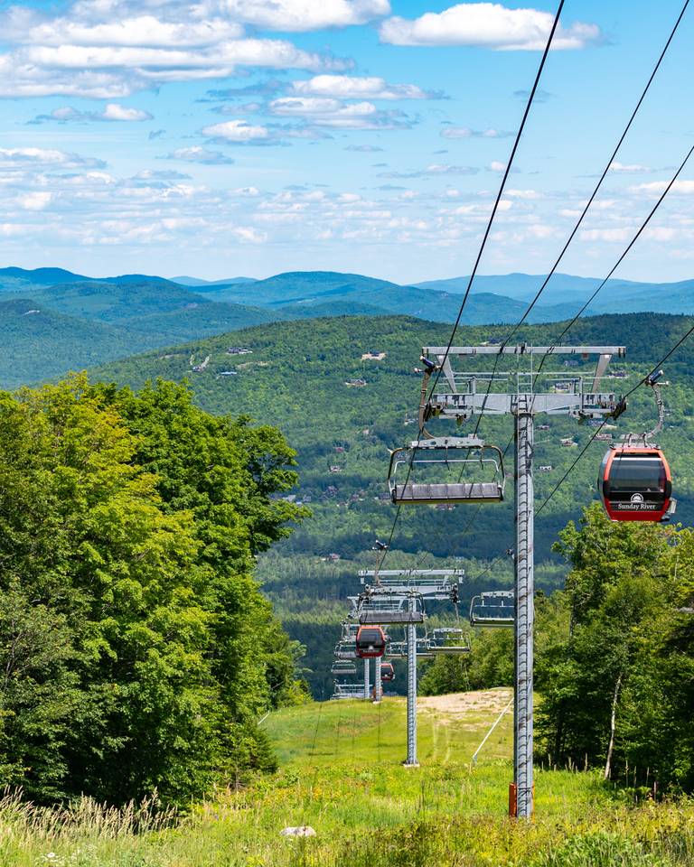 Chondola rides at Sunday River in the summer.