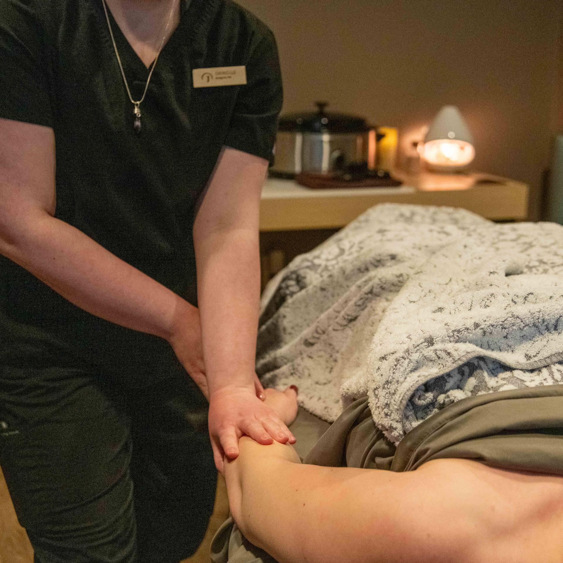 A woman getting a massage at the Jordan Spa at Sunday River.