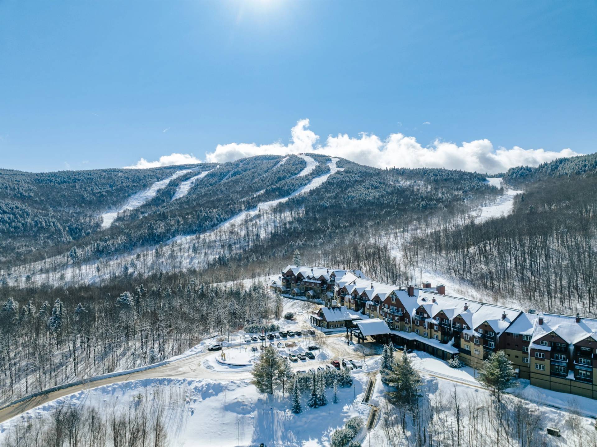 The Jordan in winter nestled in the mountains.