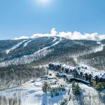 The Jordan Hotel covered with snow in the winter.