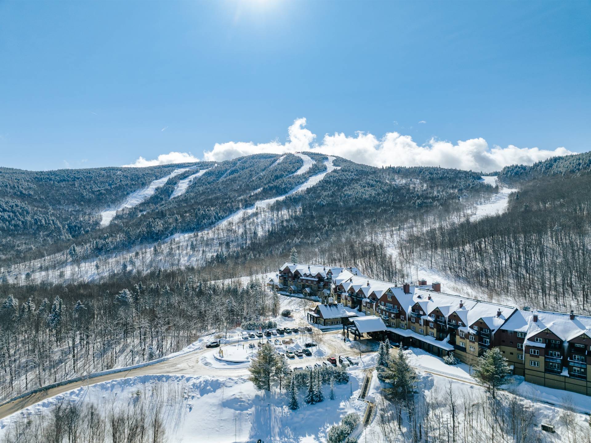 The Jordan in winter nestled in the mountains.