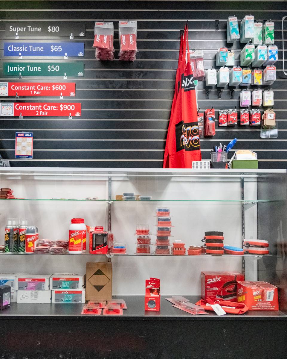 Tune shop display at Sunday River Tune Shop.