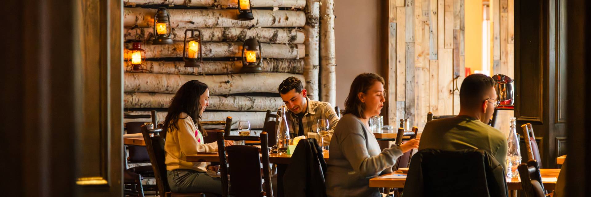 People eating at Camp at Sunday River.
