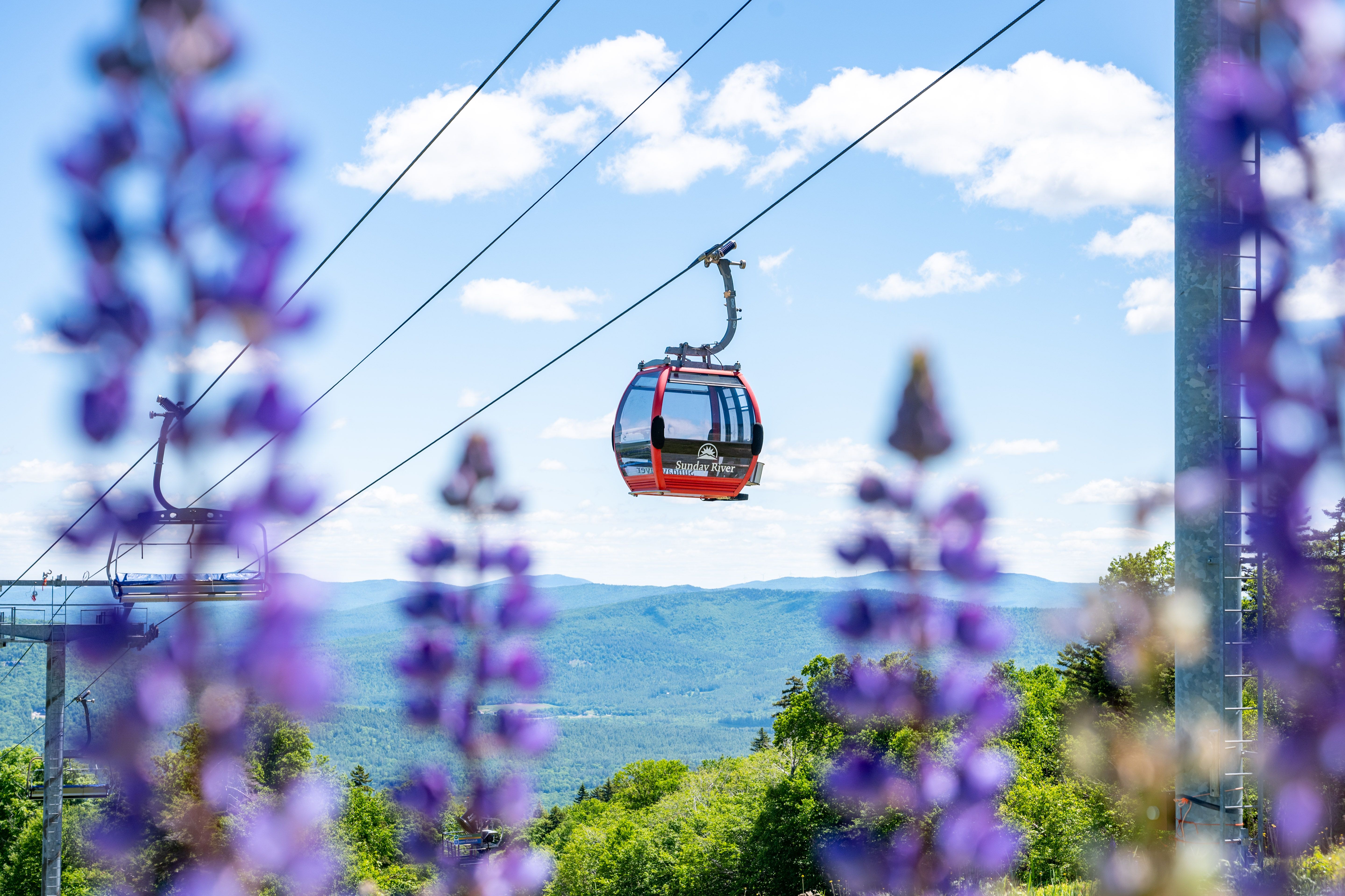 The Chondola at Sunday River in the summer with scenic lift rides. 