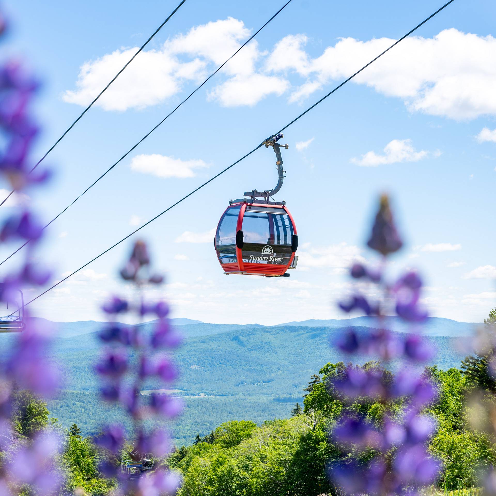 The Chondola at Sunday River in the summer with scenic lift rides.