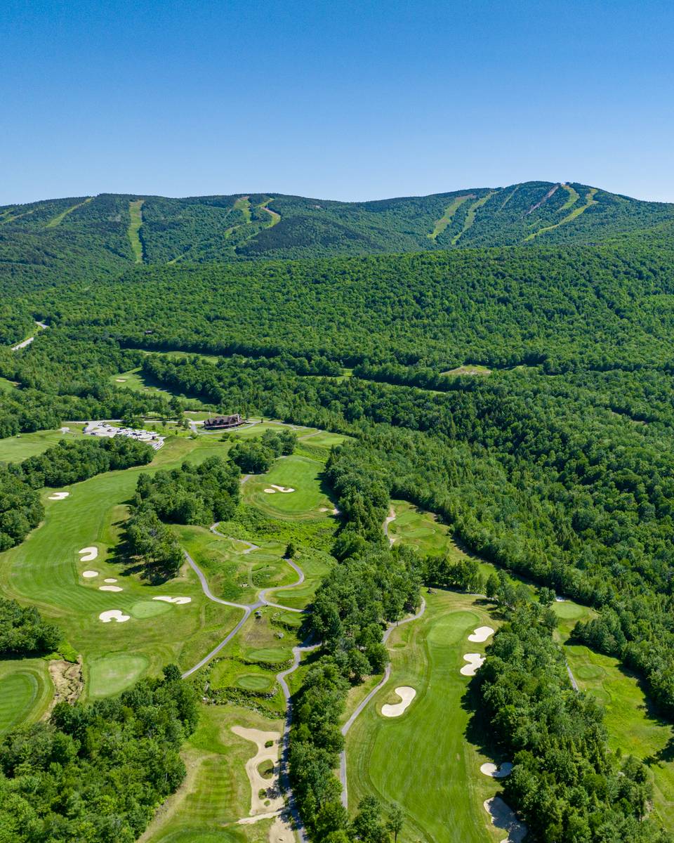 Sunday River Golf Club with the mountains in the background.