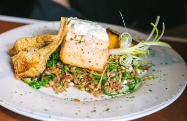 A plate of salmon from Ember.