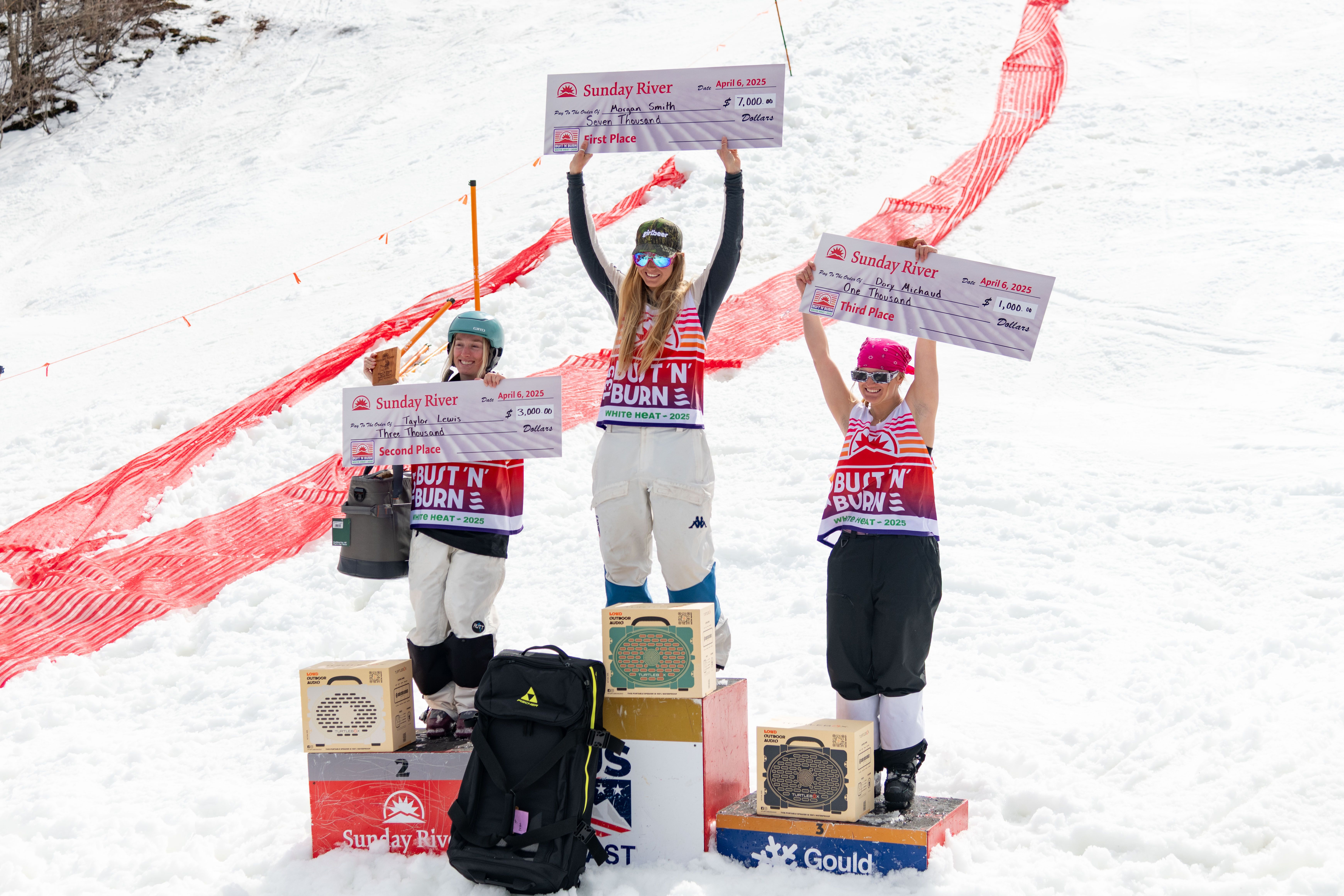 Three champs for Bust N Burn at Sunday River standing on the podium.
