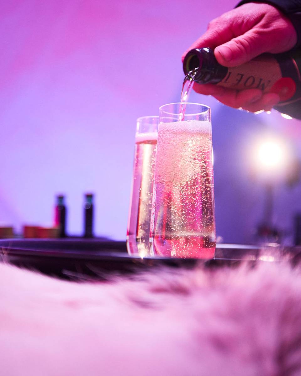 Champagne at the Iglu at Sunday River.