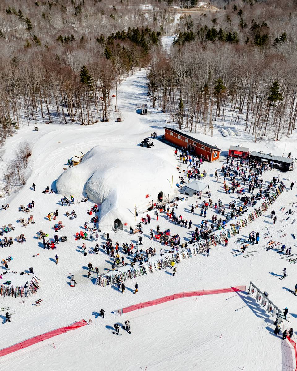 A drone view of the Iglu in the spring.