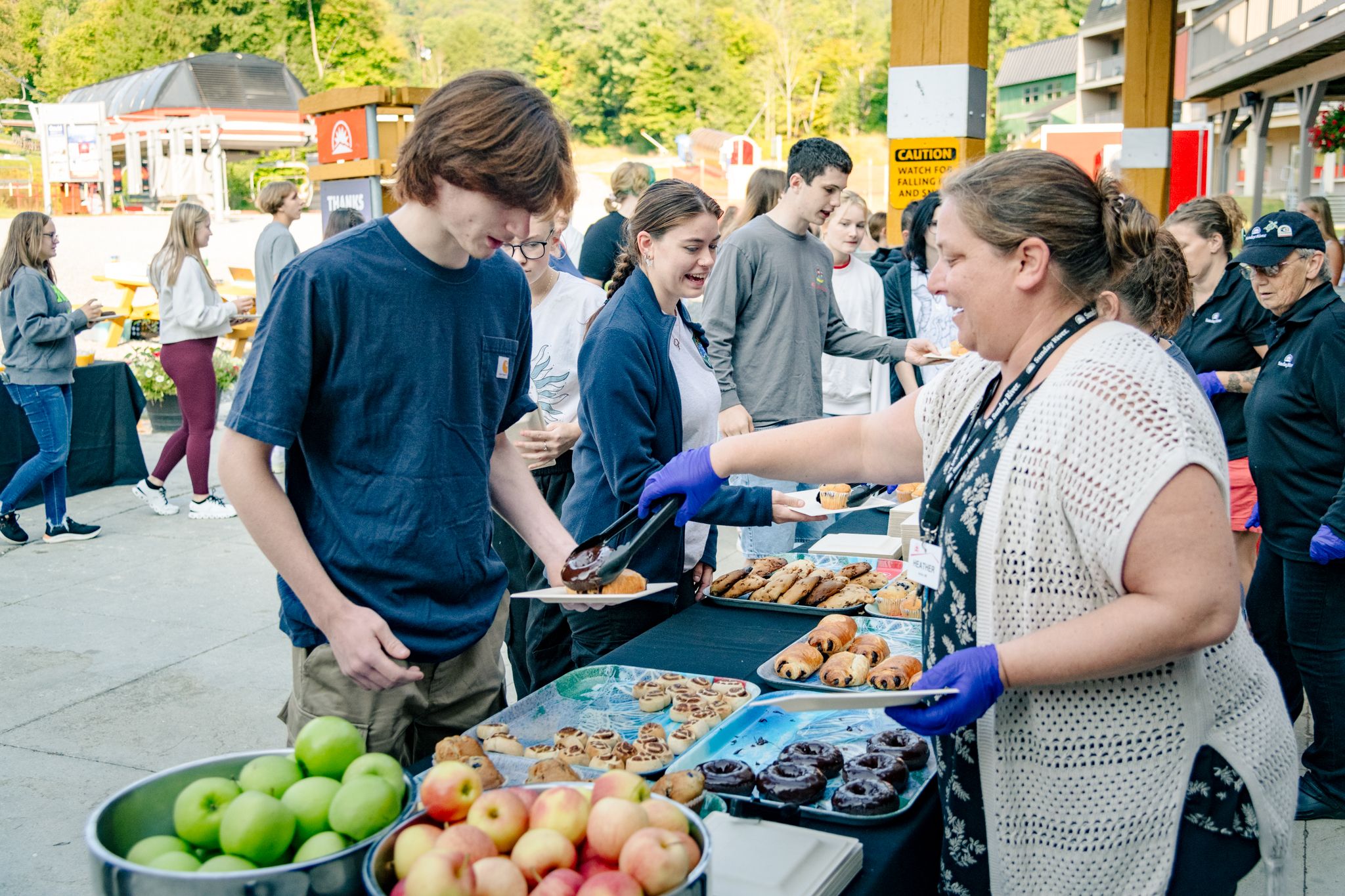 Kids in line at Sunday River from the local school during a school visit. 