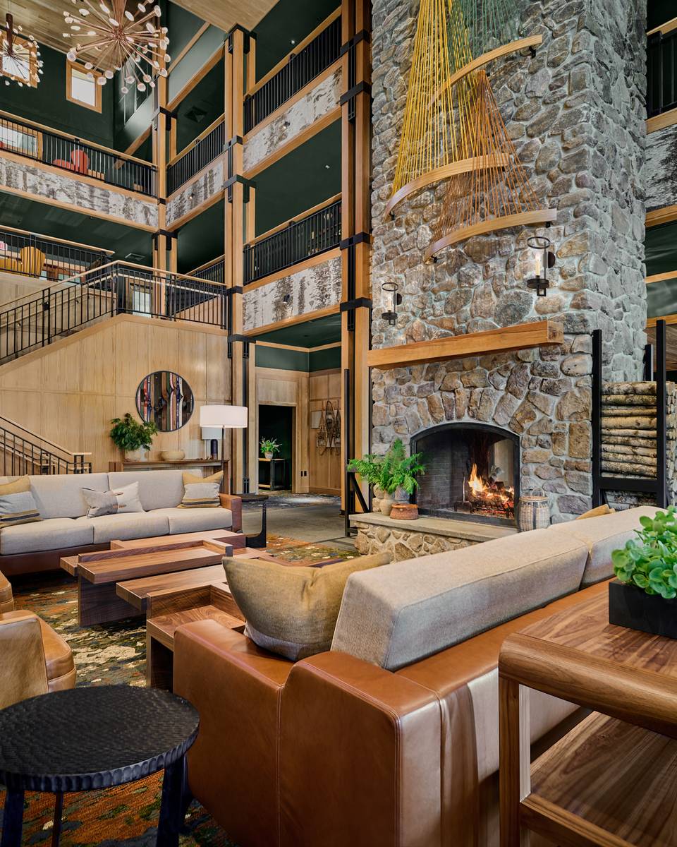 The newly renovated Jordan Hotel lobby at Sunday River Resort.