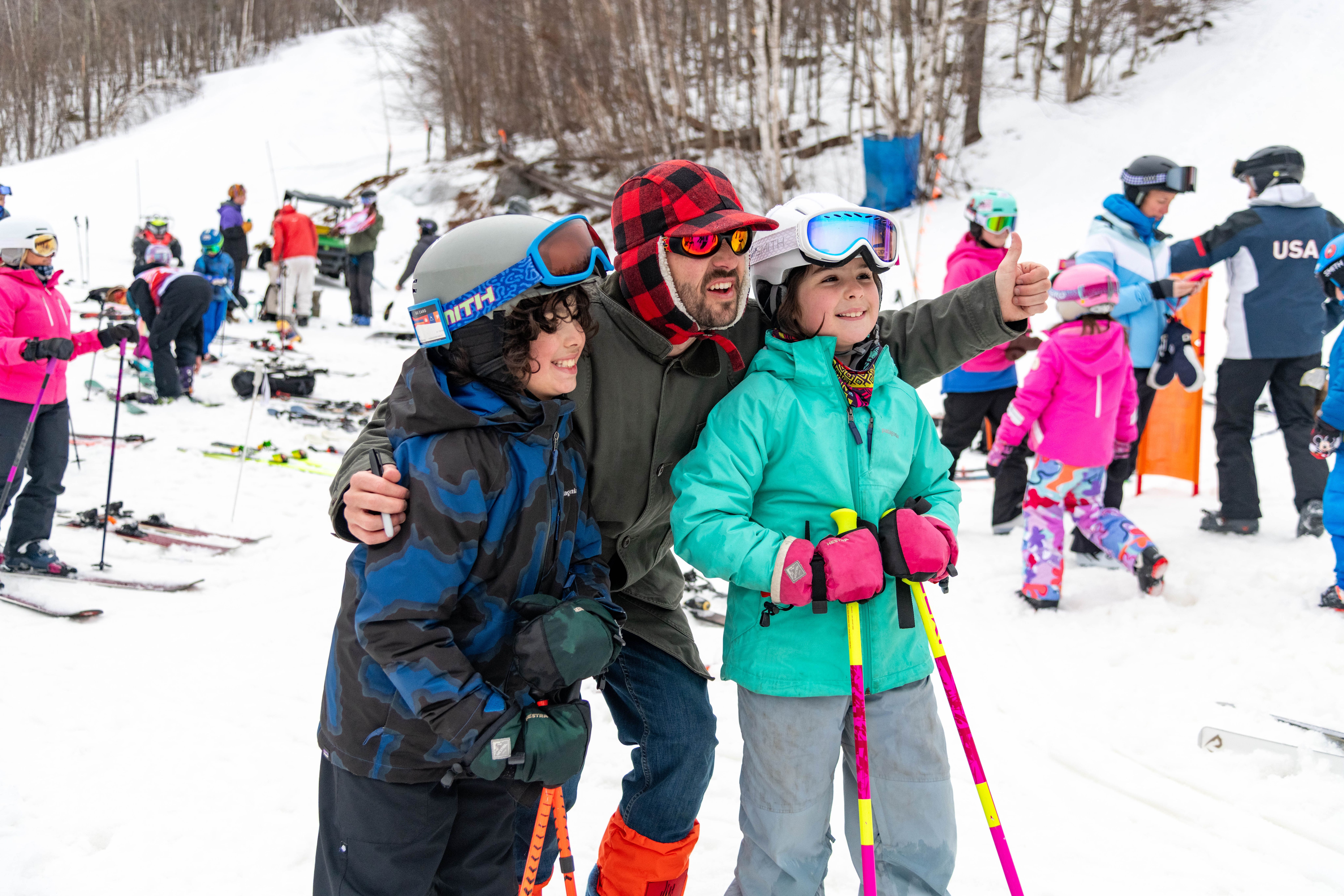 Donny posing with some kids at Bust N Burn at Sunday River. 