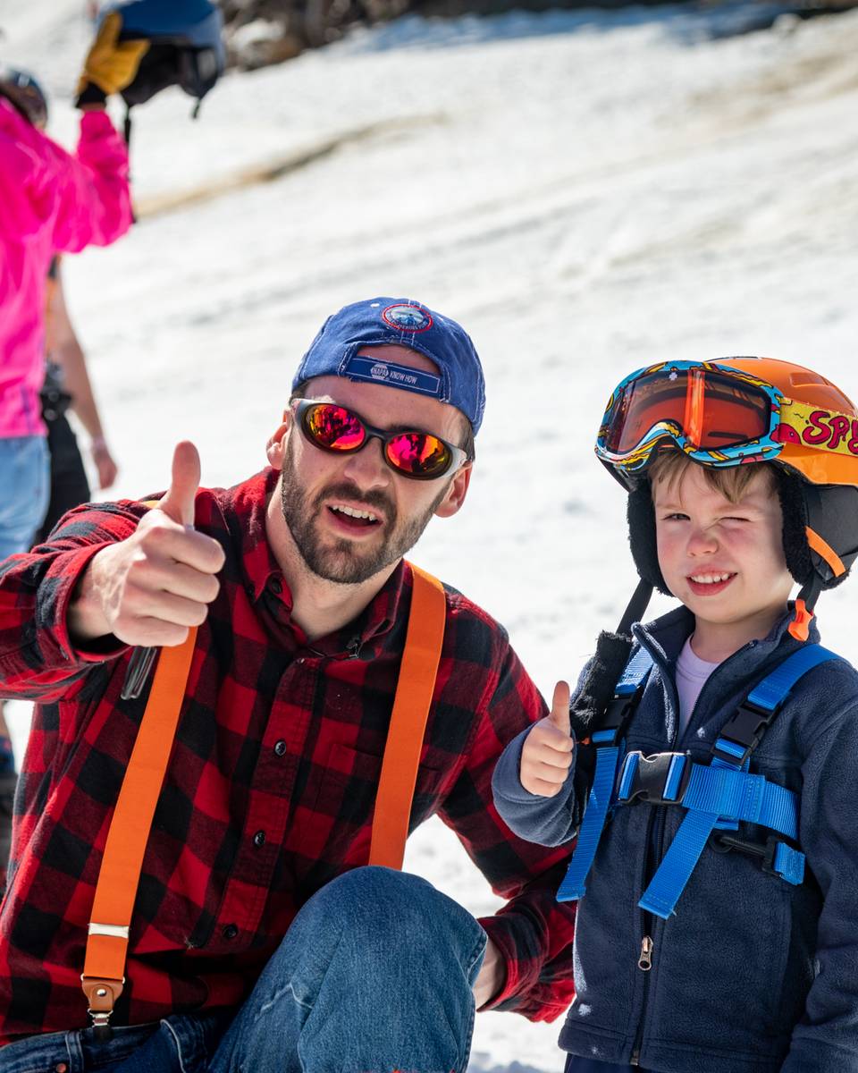 Donny Pelletier and a young fan at Sunday River