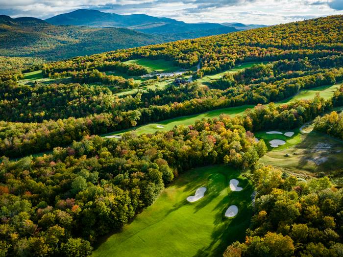A scenic view of Sunday River Golf Club.