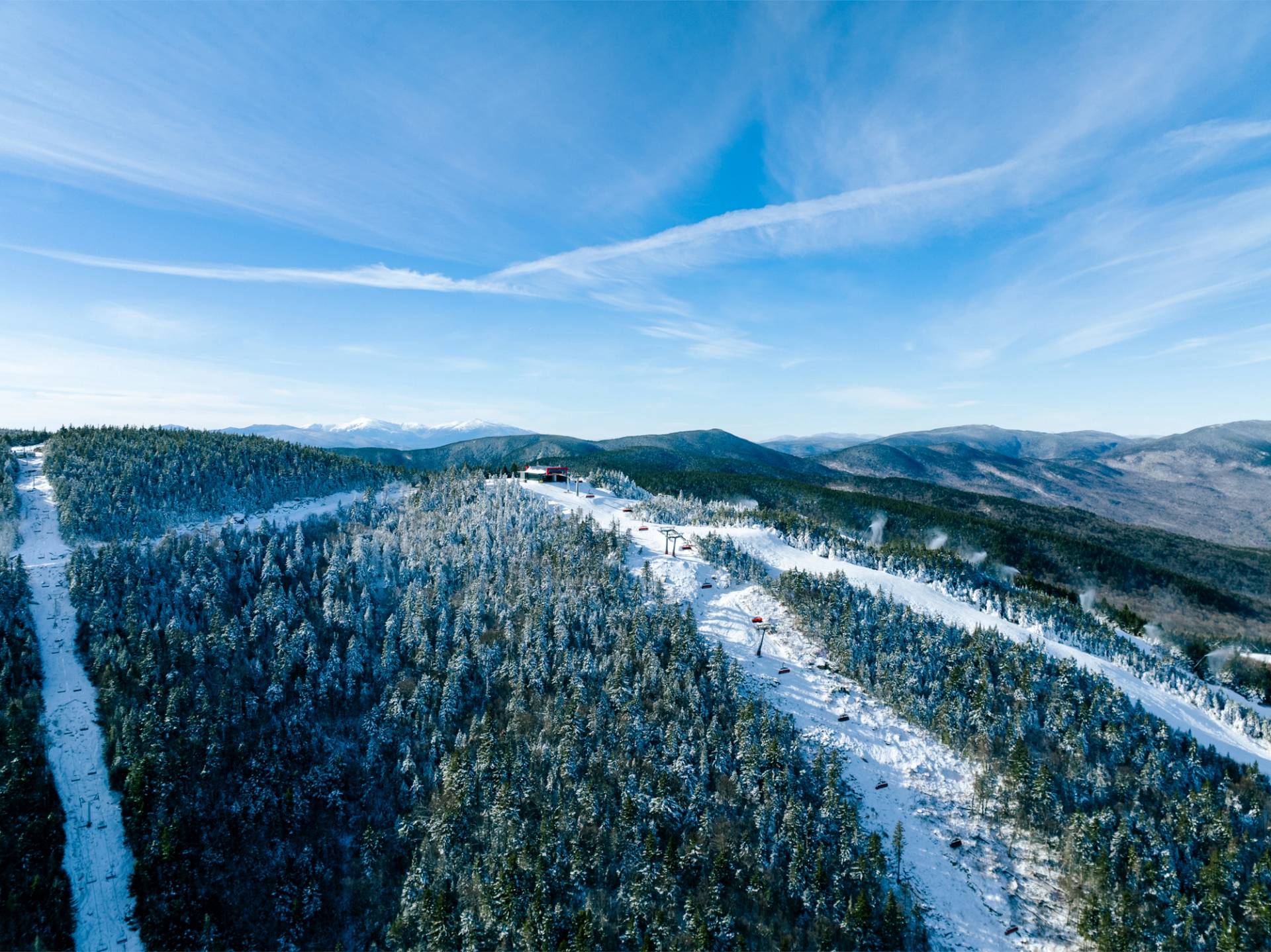 Snowmaking on trails off of Jordan at Sunday River.