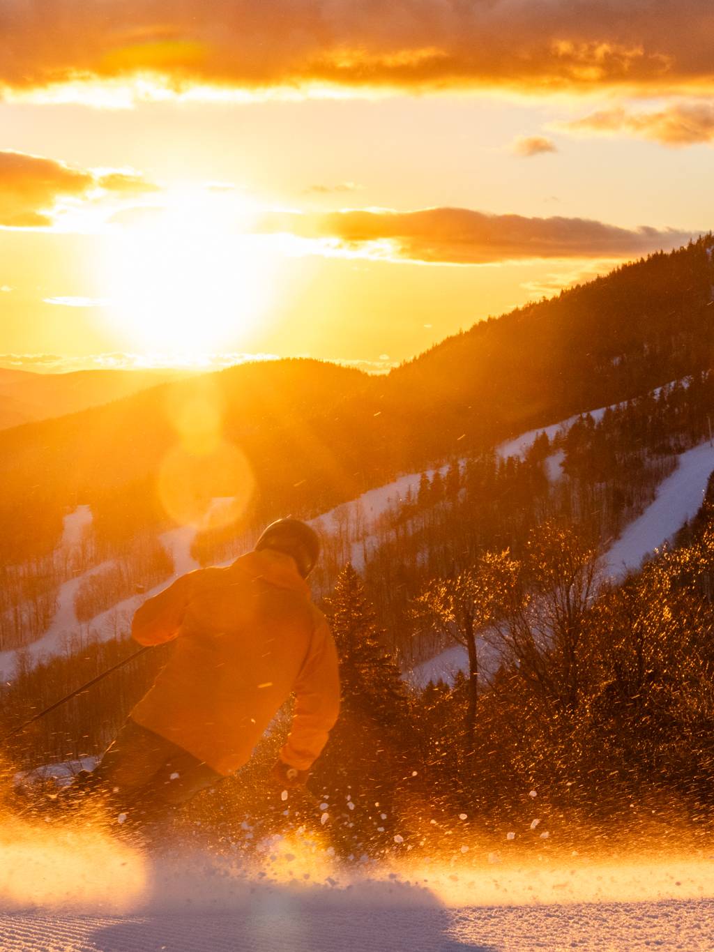 Skier at sunrise.