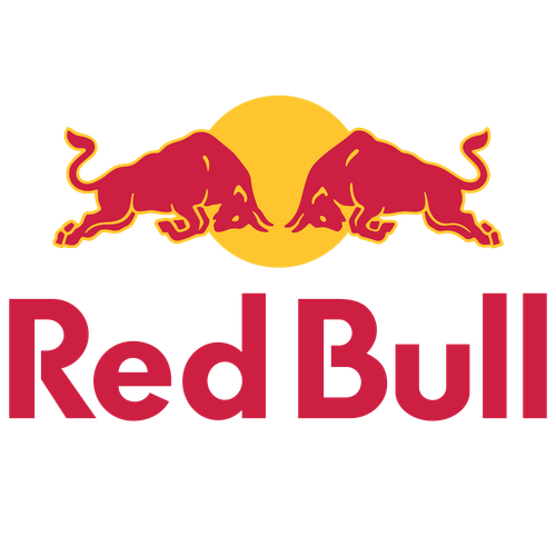 Red Bull logo with bulls clashing.
