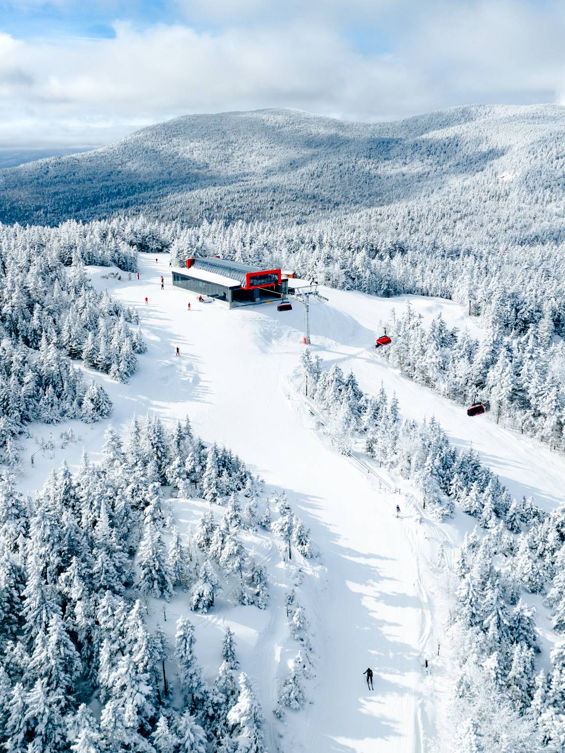 Barker 6 with fresh snow in the trees.