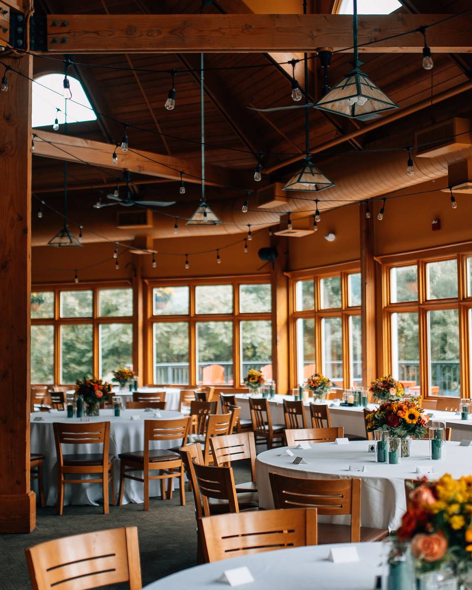 Sliders decorated in fall wedding decor.