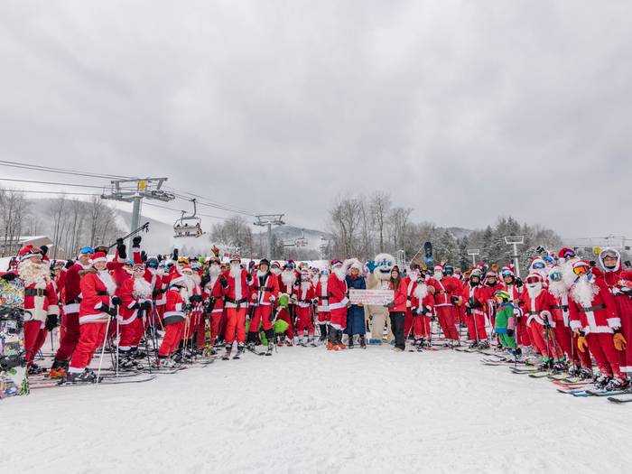 A group photo supporting The River Fund Maine for Santa Sunday at Sunday River.