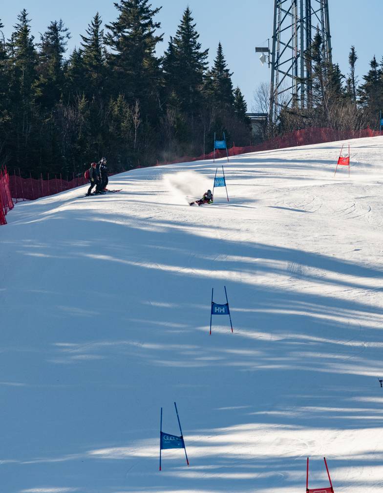 Skiers training using gates at Sunday River
