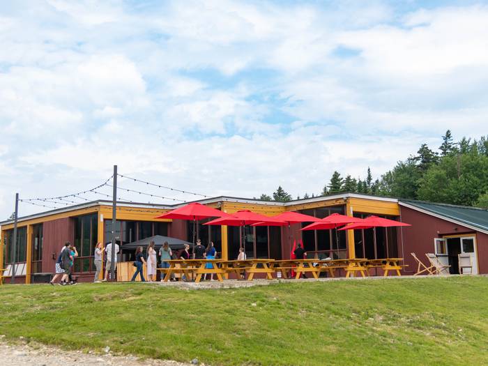 North Peak patio in the summer at Sunday River.