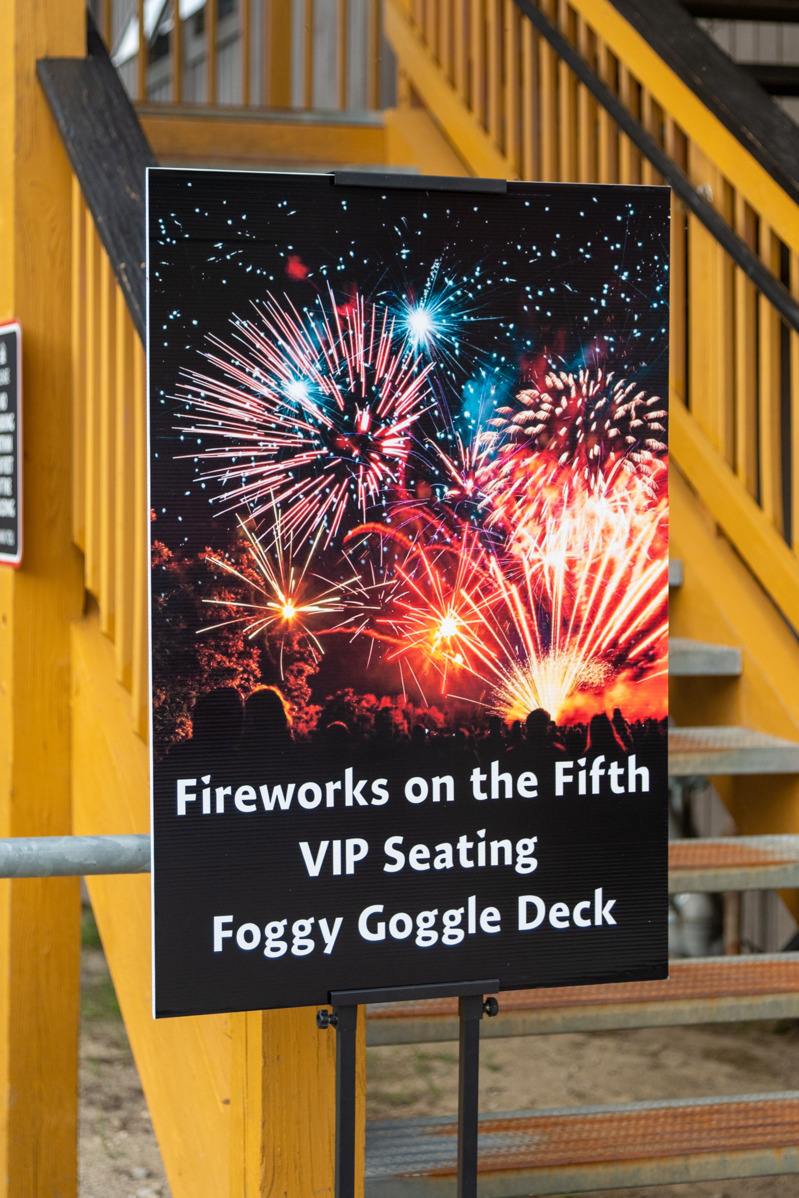 The sign for VIP seating for the Foggy Goggle.