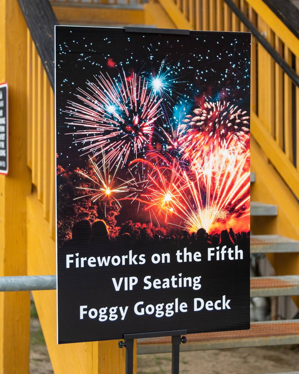 The sign for VIP seating for the Foggy Goggle.