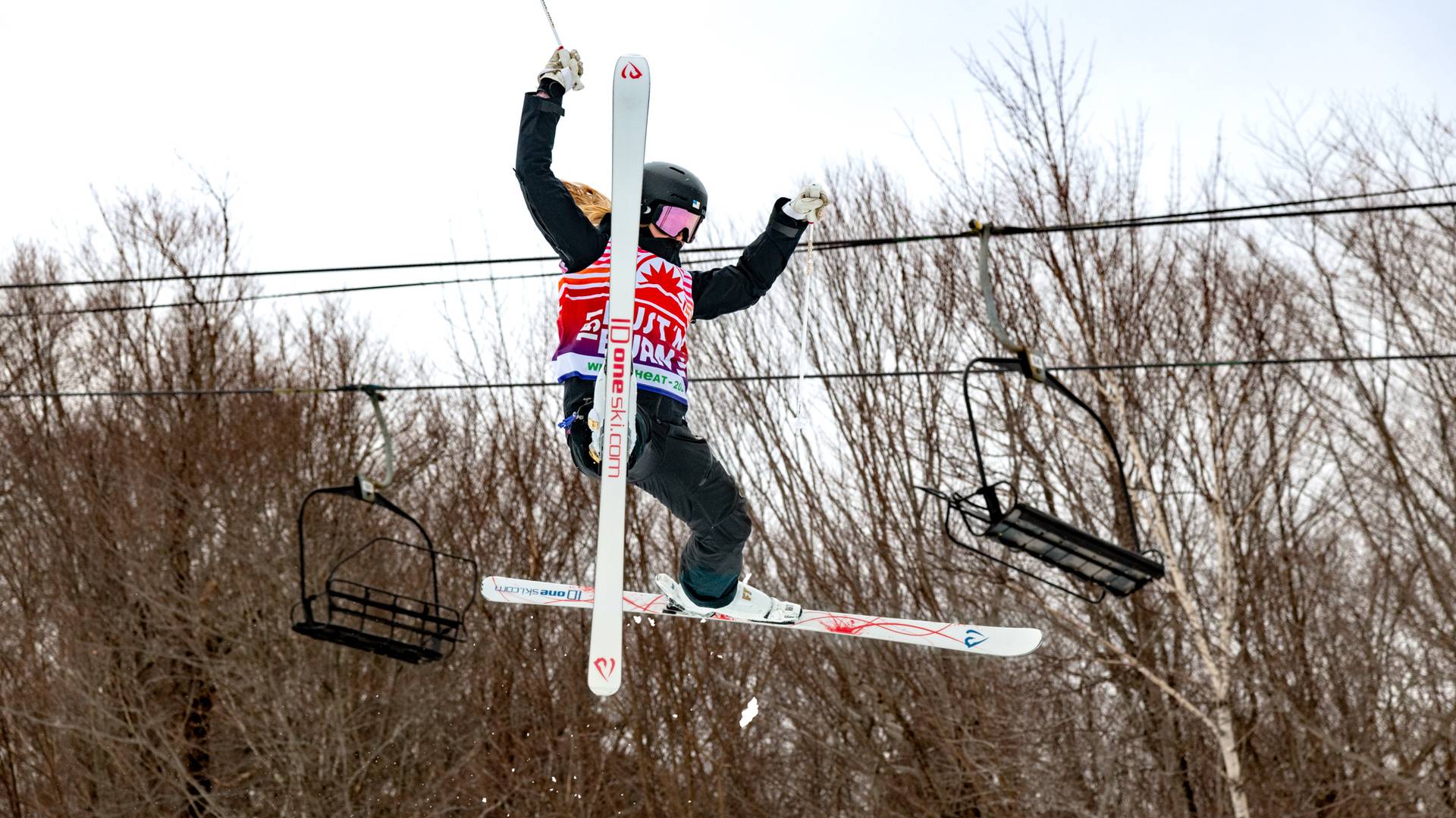 A skier competing at Sunday River.