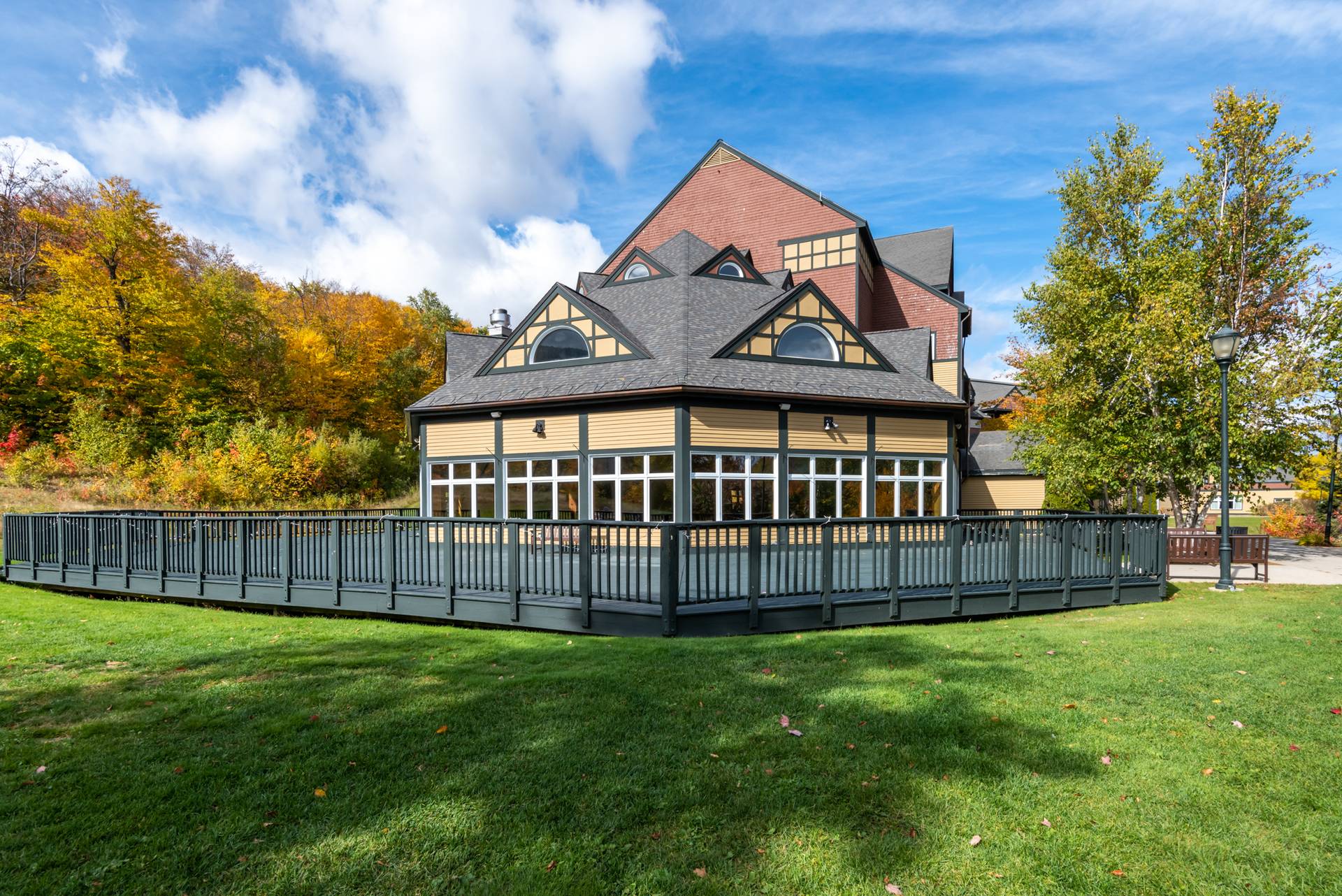 Sliders back patio at Sunday River in the summer.