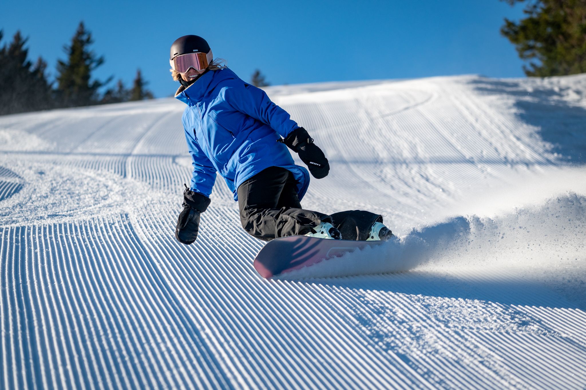 A snowboarder at Sunday River, Maine