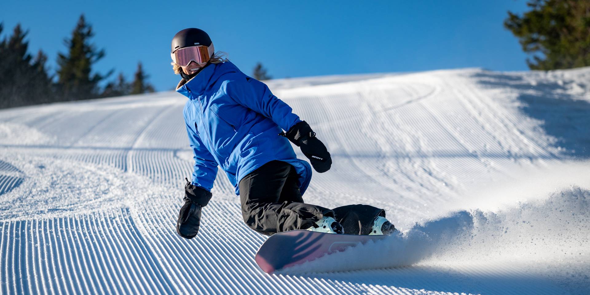 A snowboarder at Sunday River, Maine