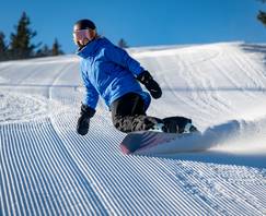 A snowboarder at Sunday River, Maine