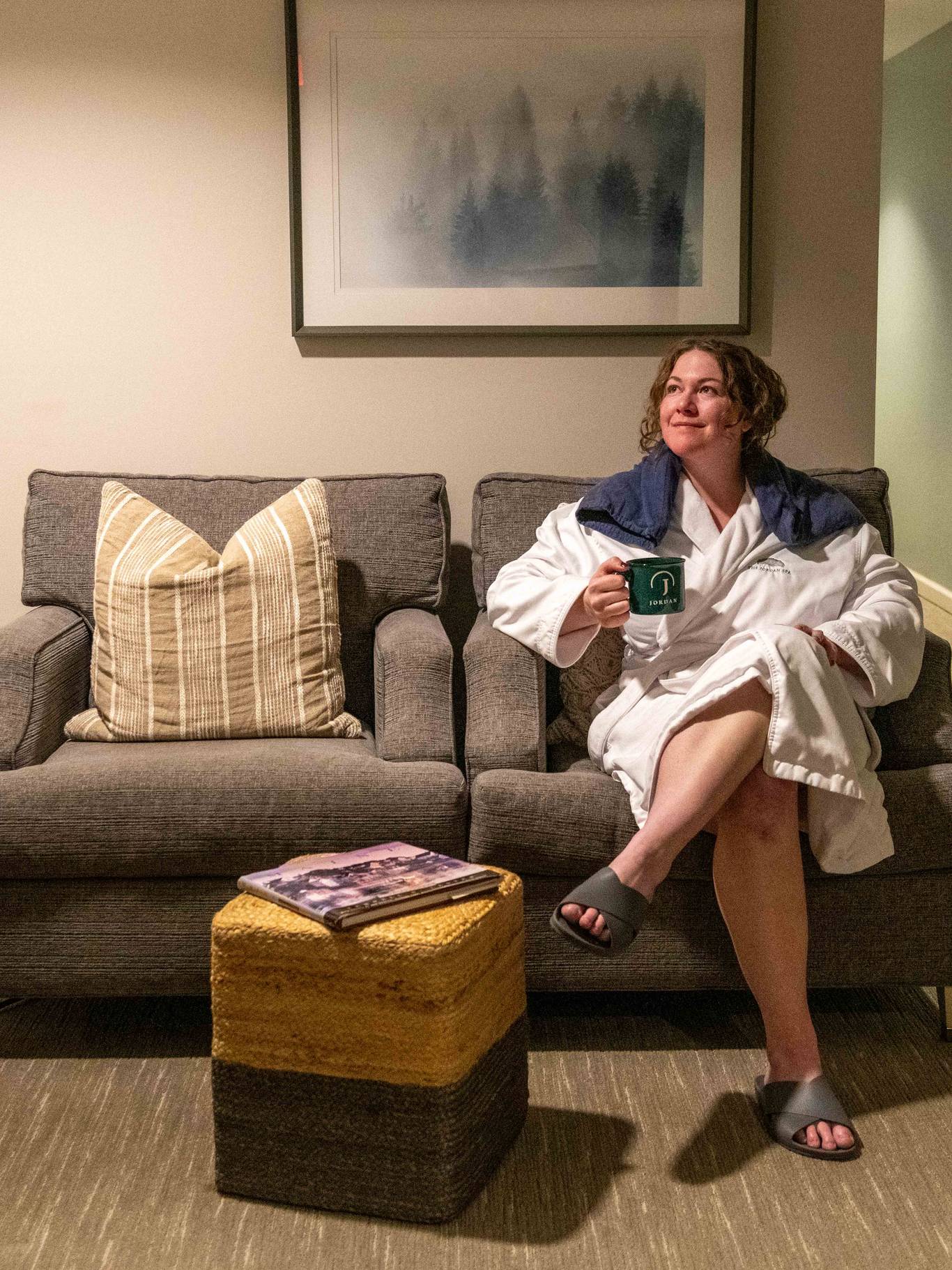 A woman relaxing at the Jordan Spa at Sunday River