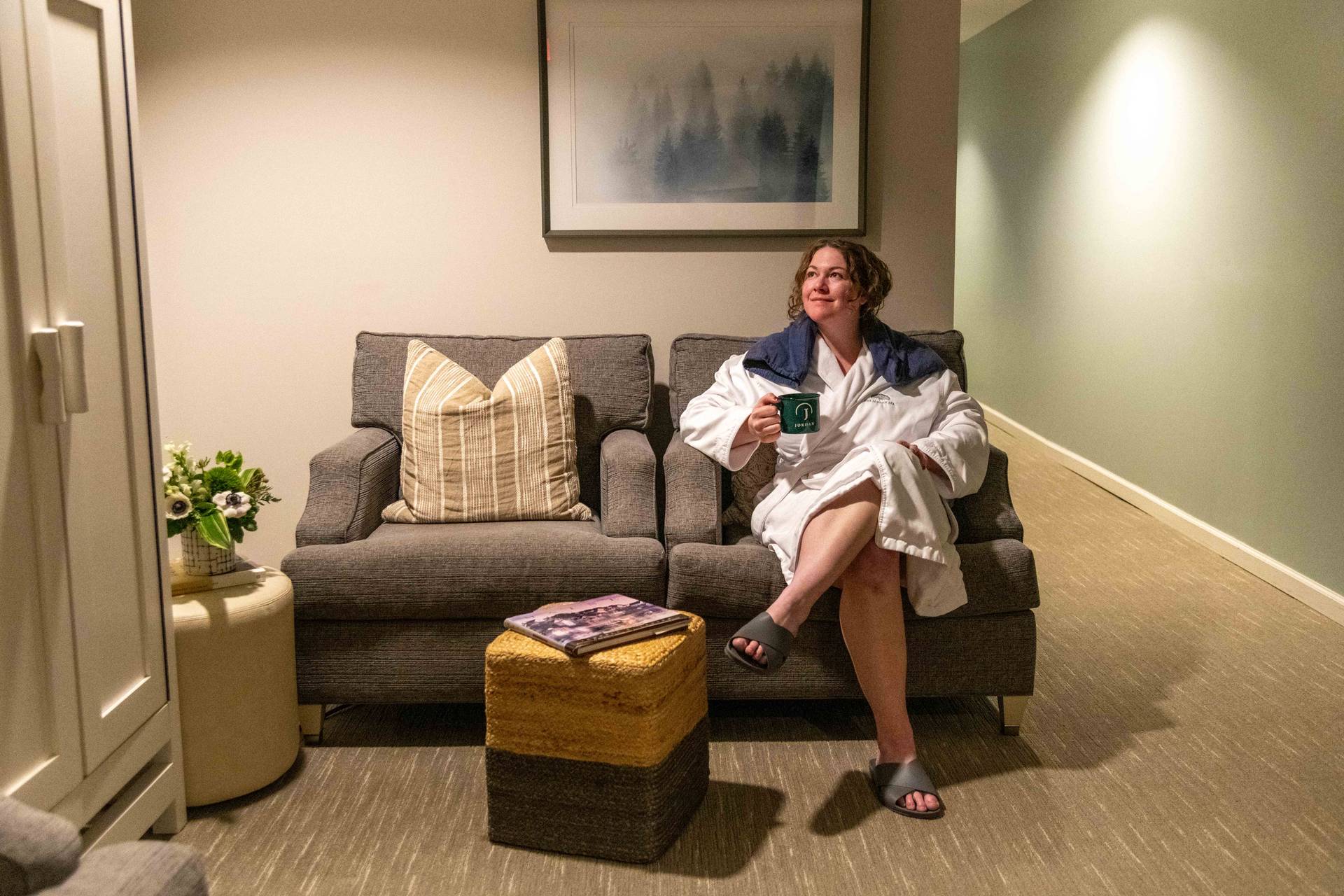 A woman relaxing at the Jordan Spa.