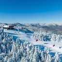 A drone view of the Jordan 8, in winter, with the Presidential mountain range in the background.